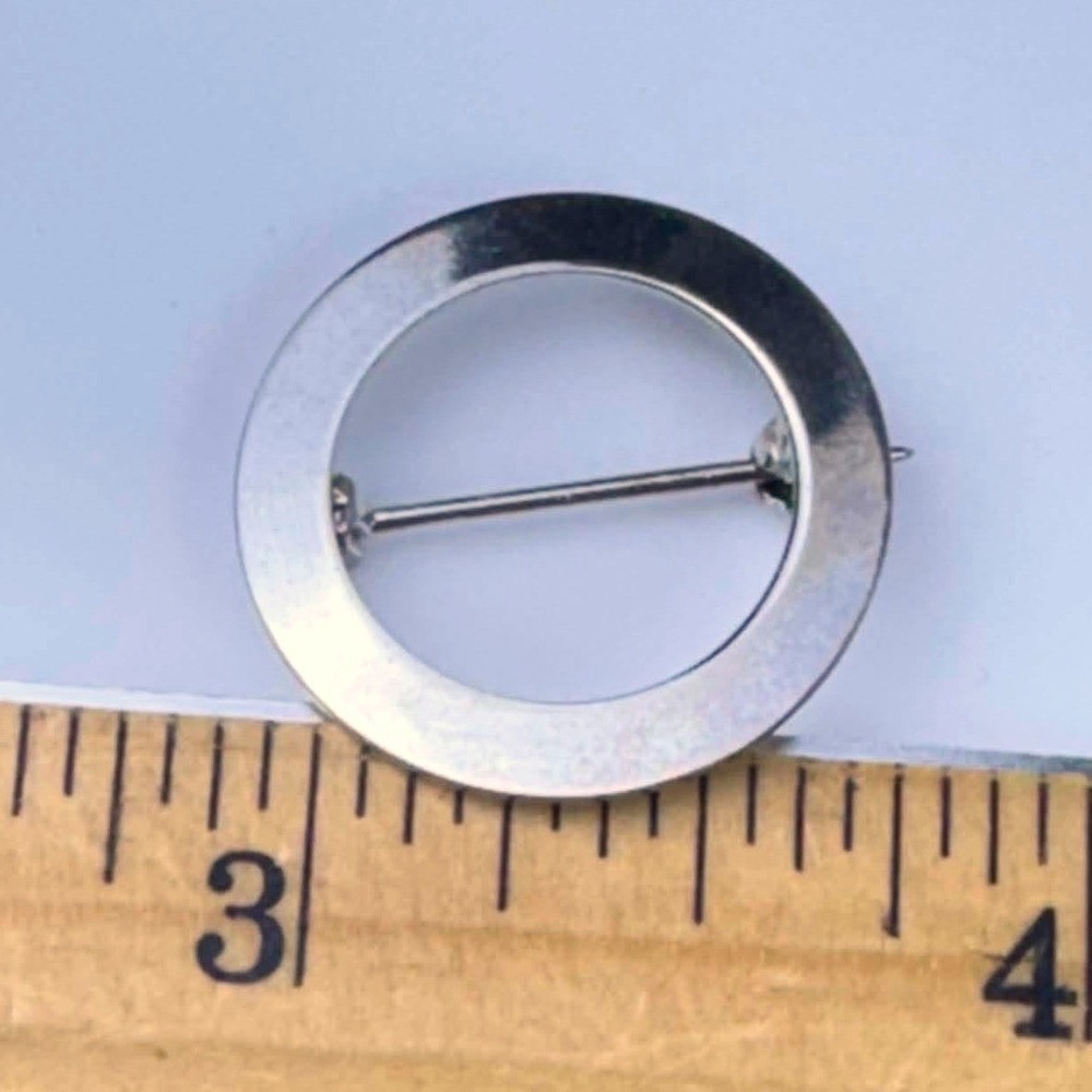 Vtg P&B Sterling Silver Open Circle Scarf Pin Brooch Minimalist MCM Unpolished